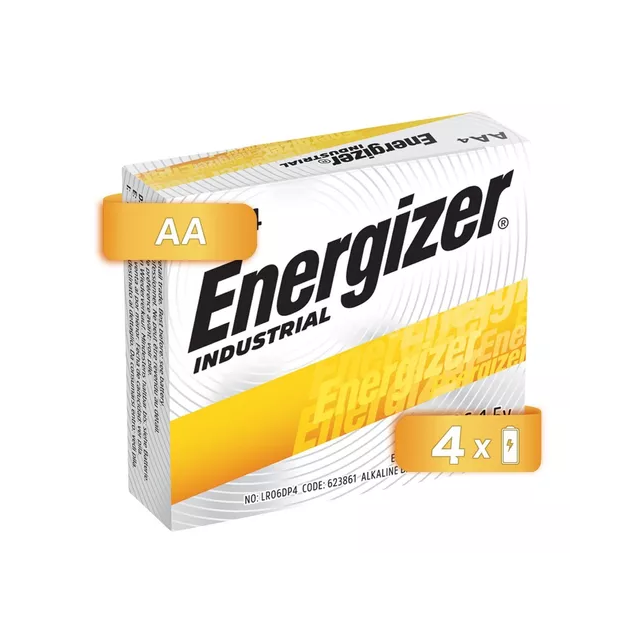 Pila Energizer AA caja con 4 pilas Industrial Alcalina