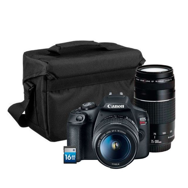 Cámara Canon EOS REBEL T7 Kit Con Lente 18-55mm + EF 75-300mm + tarjeta SD y estuche 200ES BF24