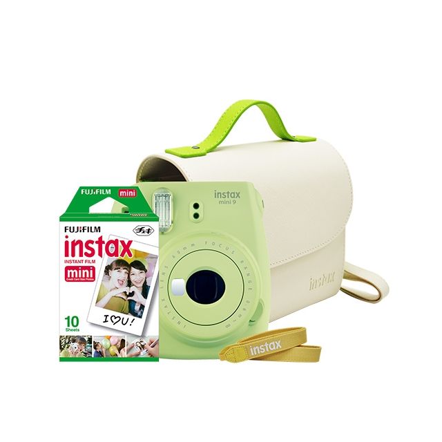 INSTAX MINI 9 LIMA+ESTUCHE+CORREA+PELÍCULA