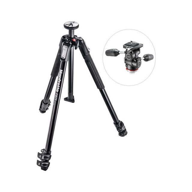 Tripié de Aluminio Manfrotto de 3 Secciones con Cabeza 804 MK II (MK190X3-3W1)