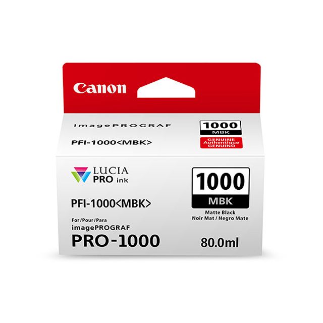 Tinta Canon PFI-1000 MBK 80ML Lucia Pro Matte Black Ink Tank