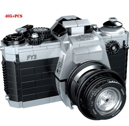 Rompecabezas de bloques de cámara análoga color plata FY3